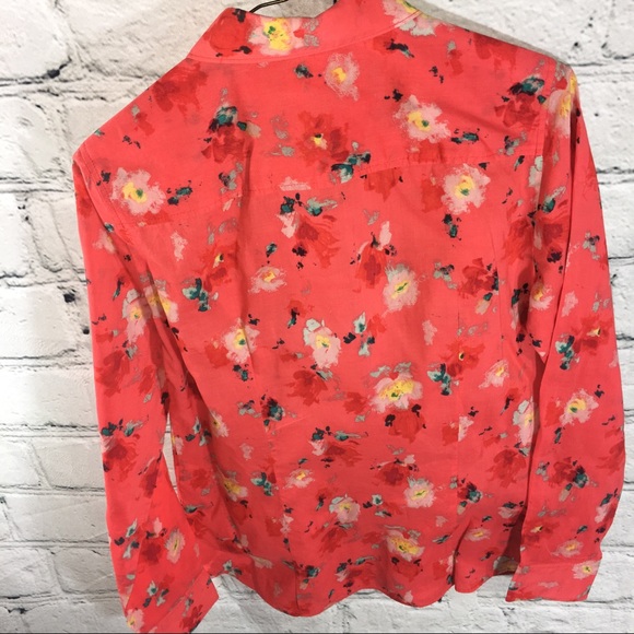 J Crew Orange Floral Button Up Shirt Small - Picture 2 of 4