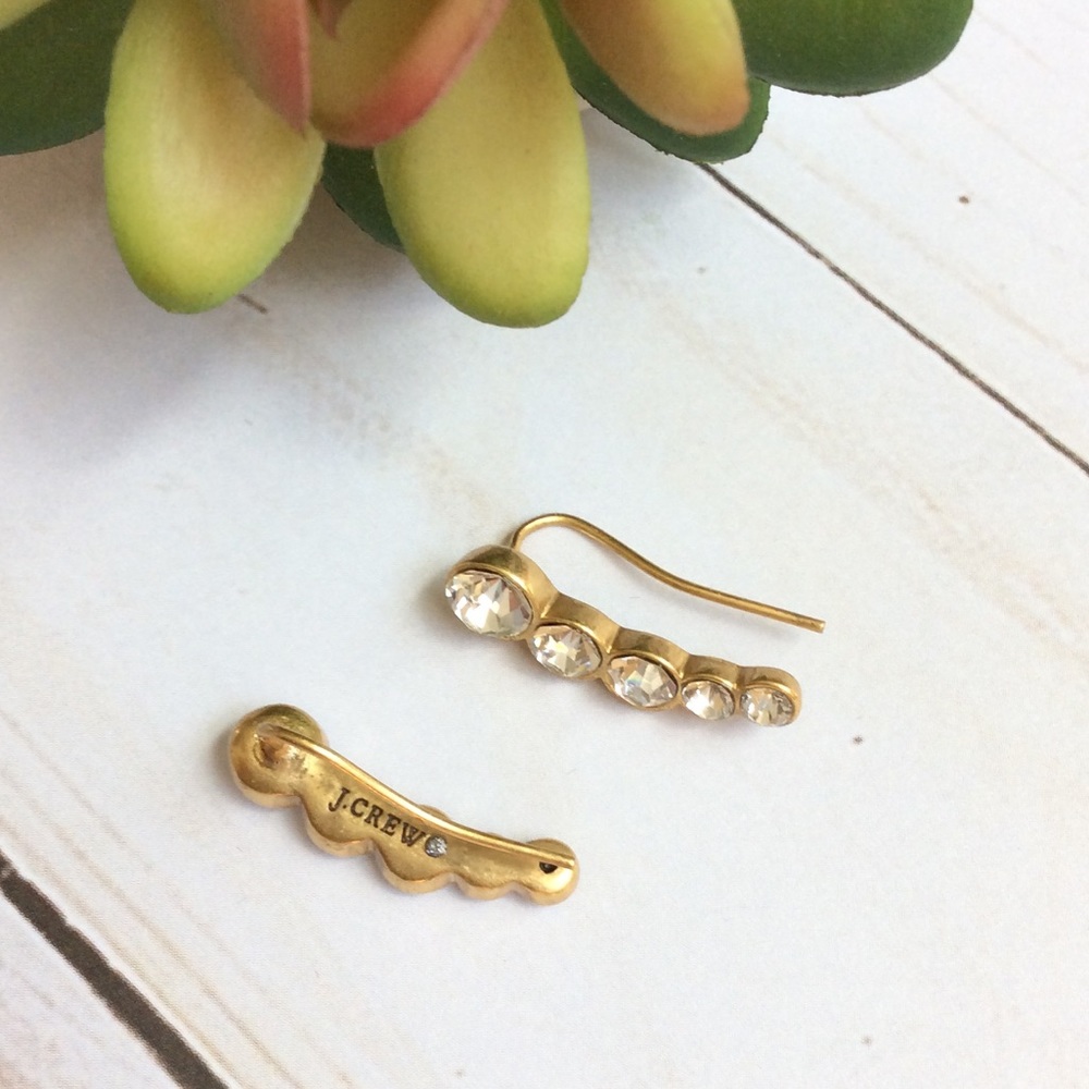 J. Crew gold crystal crawler Cuff Earrings - Picture 1 of 4
