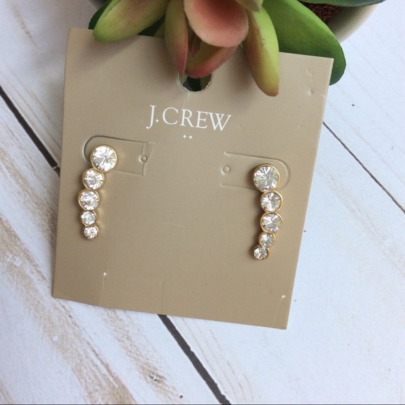 J. Crew gold crystal crawler Cuff Earrings - Picture 3 of 4