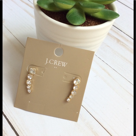 J. Crew gold crystal crawler Cuff Earrings - Picture 2 of 4