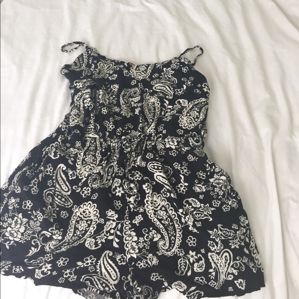 Black and cream romper