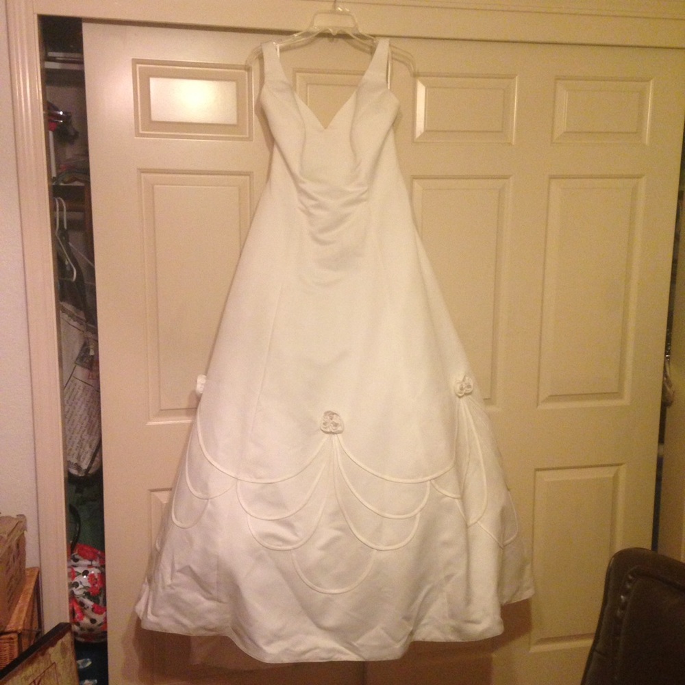 Ivory pink rose Aline halter bridal gown