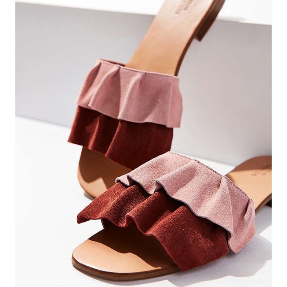 Suede Ruffles Slide worn once