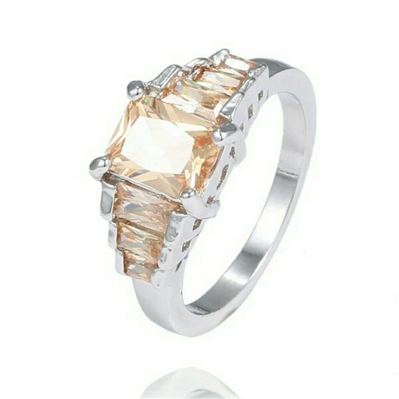 Size 9 Sale! 3 CTW SIM MORGANITE silver ring - Picture 2 of 3