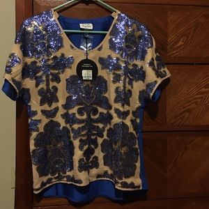 Tracy Reese Neiman Marcus Sequin blouse Small