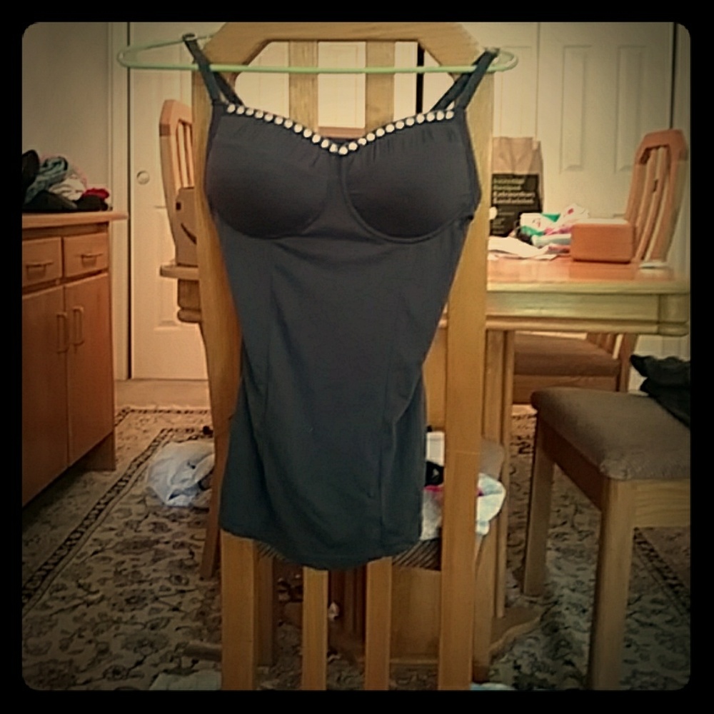 Mediim gray tank with studs and built in bra