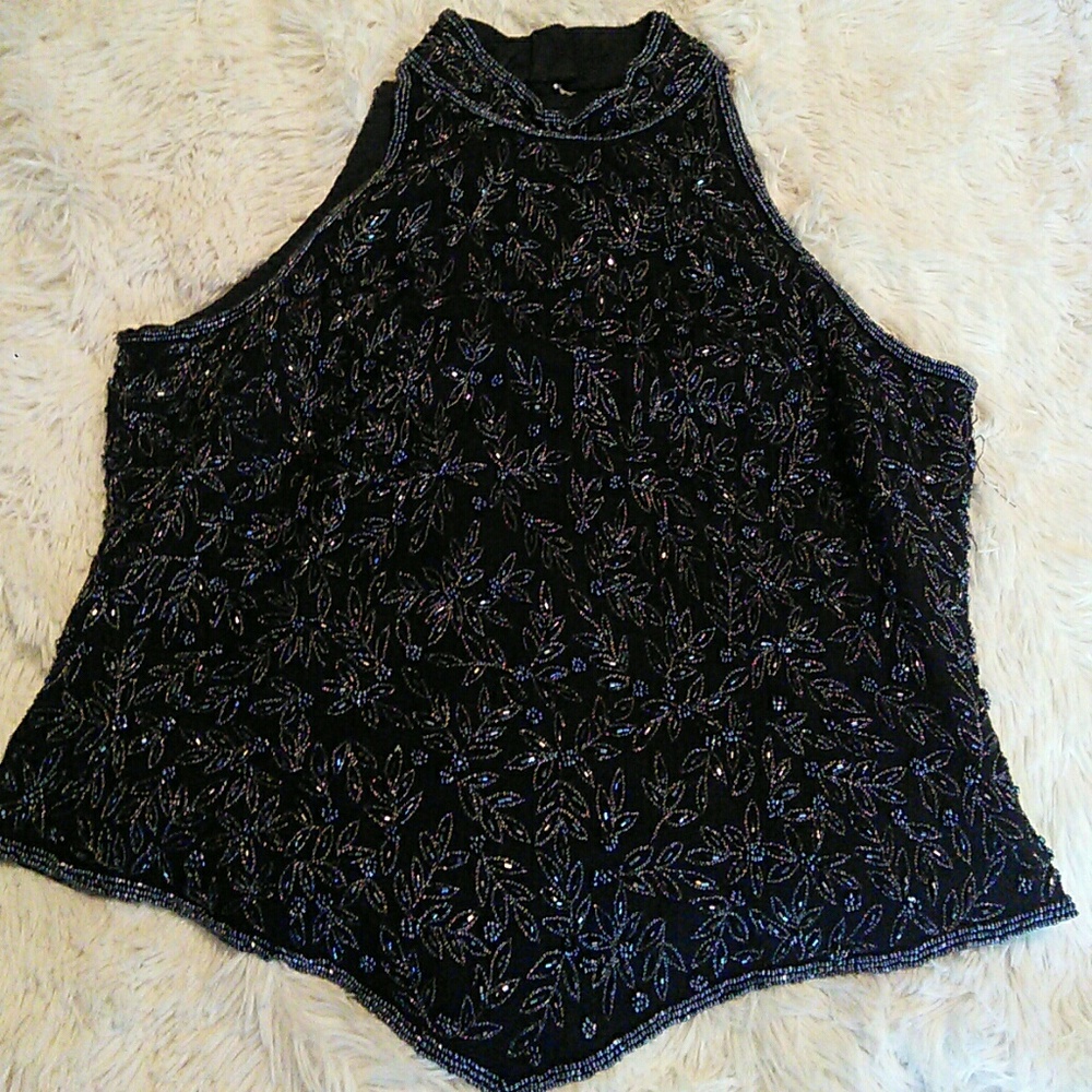 Papell Boutique beaded evening top