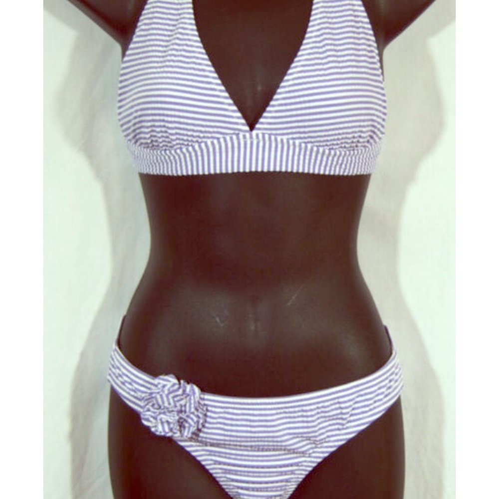 J Crew Seersucker Striped Halter Bikini