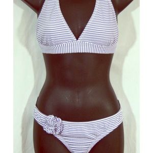 J Crew Seersucker Striped Halter Bikini
