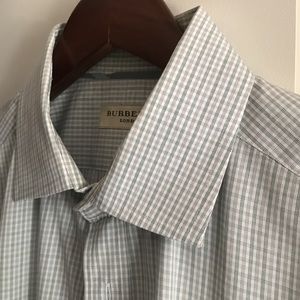 Burberry London green check dress shirt. Size L