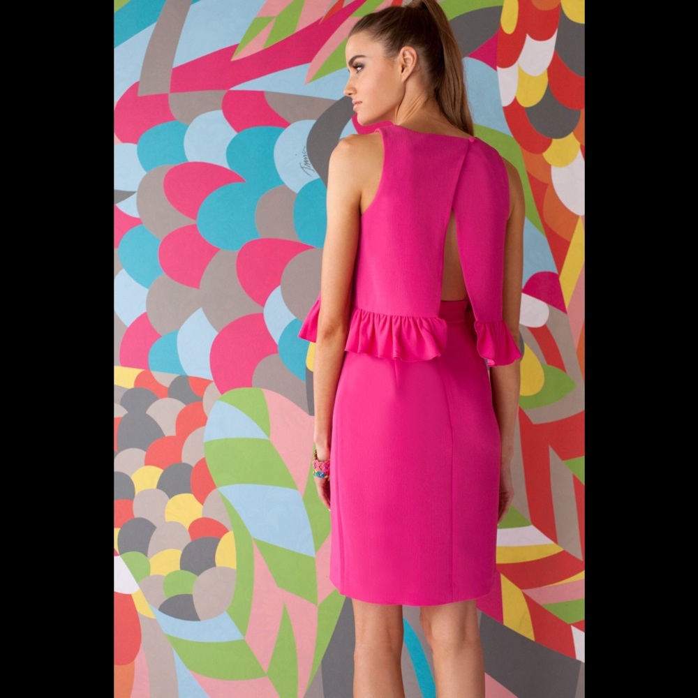 Trina Turk Kayleen Dress - Pink Ruffle EUC