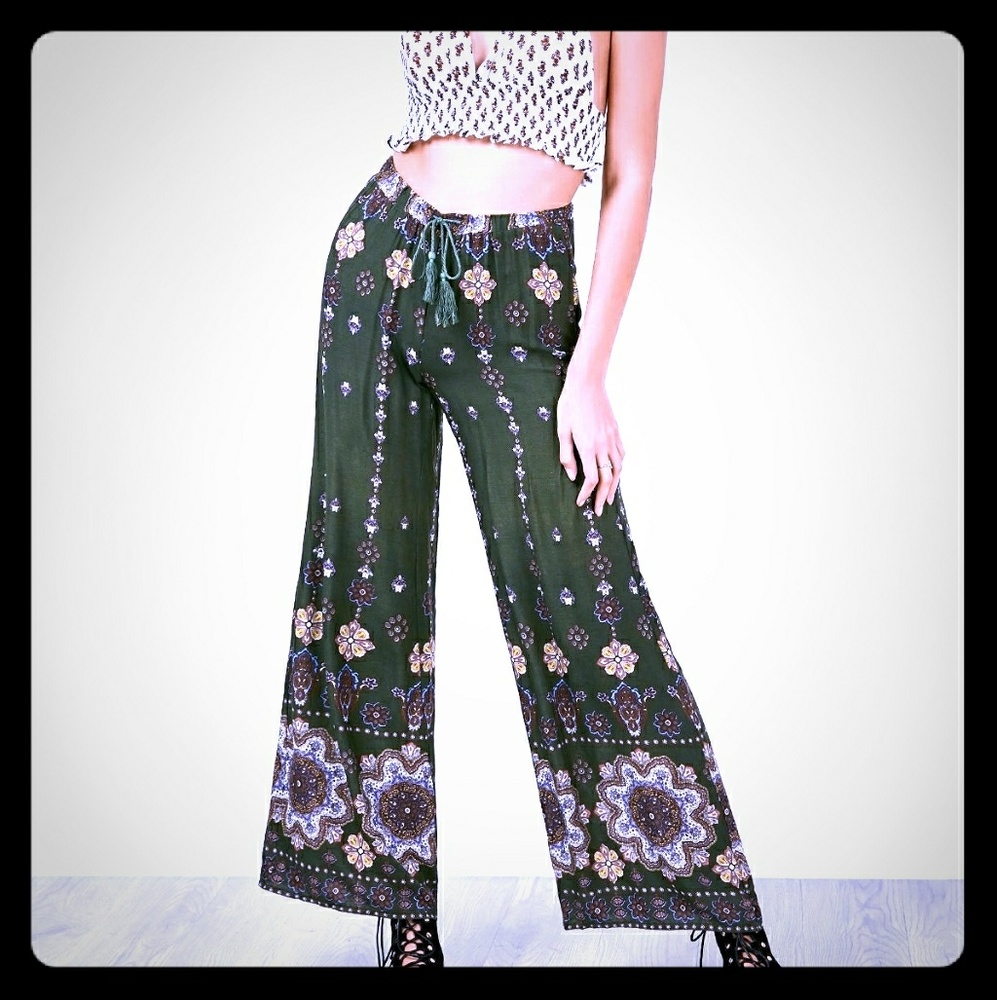 Boho Palazzo Drawstring Pants