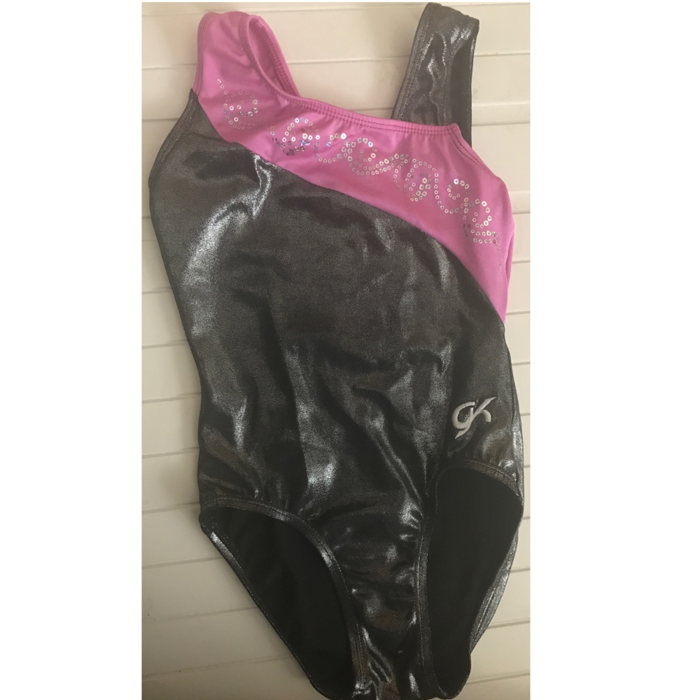 GK Child Large Leotard Pink Silver Sparkley
