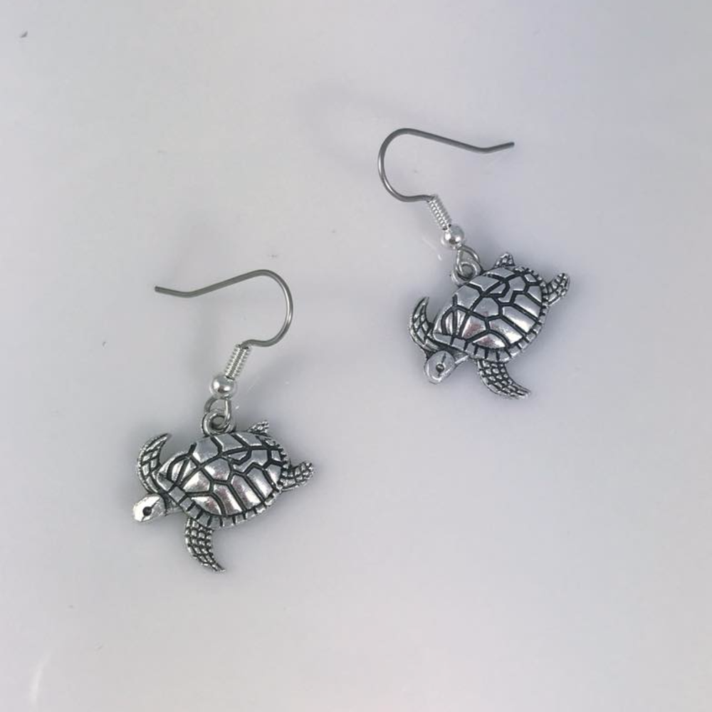 Pewter Sea Turtle Earrings