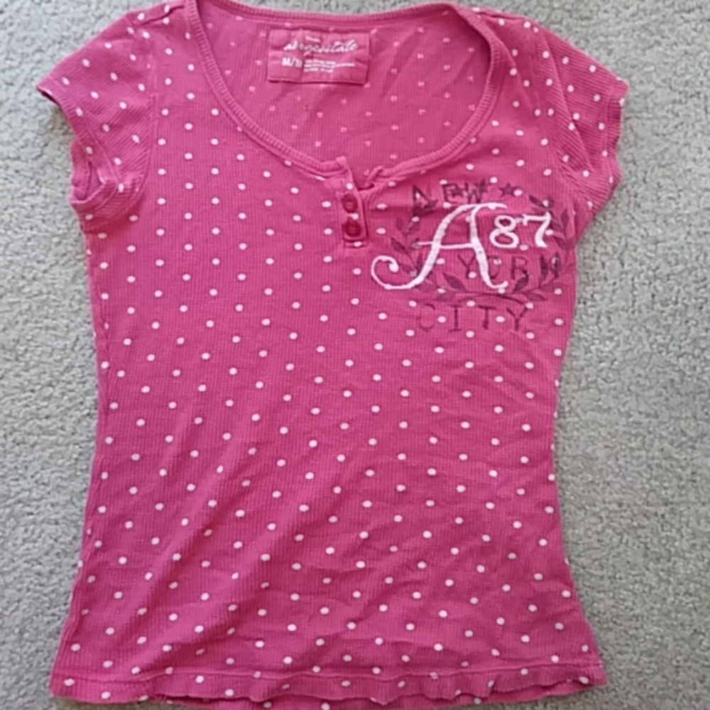 Aeropostale medium pink polka dot shirt.