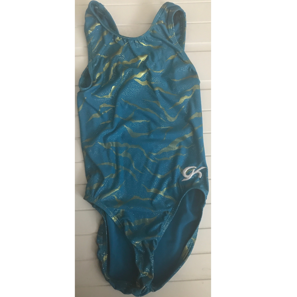 GK Turquoise Gold Child Medium Leotard