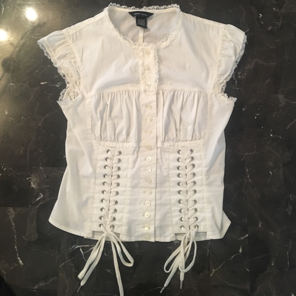 Victoria's Secret button down, lace up top