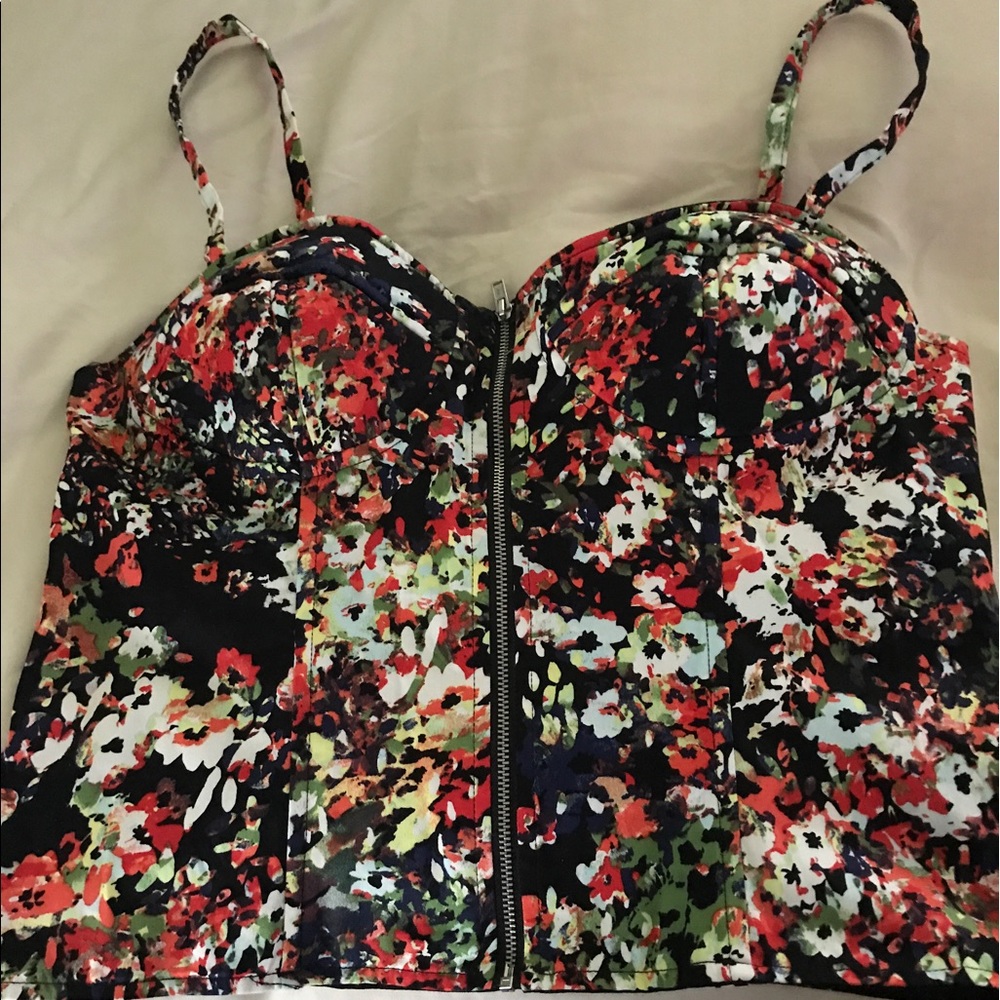 Floral Summer Zip Front Bustier  Never Worn