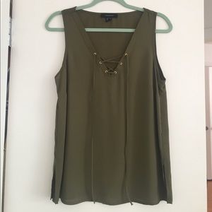 New! Olive green lace up tank