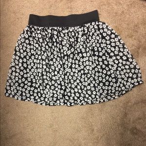 Black And White Floral Skirt