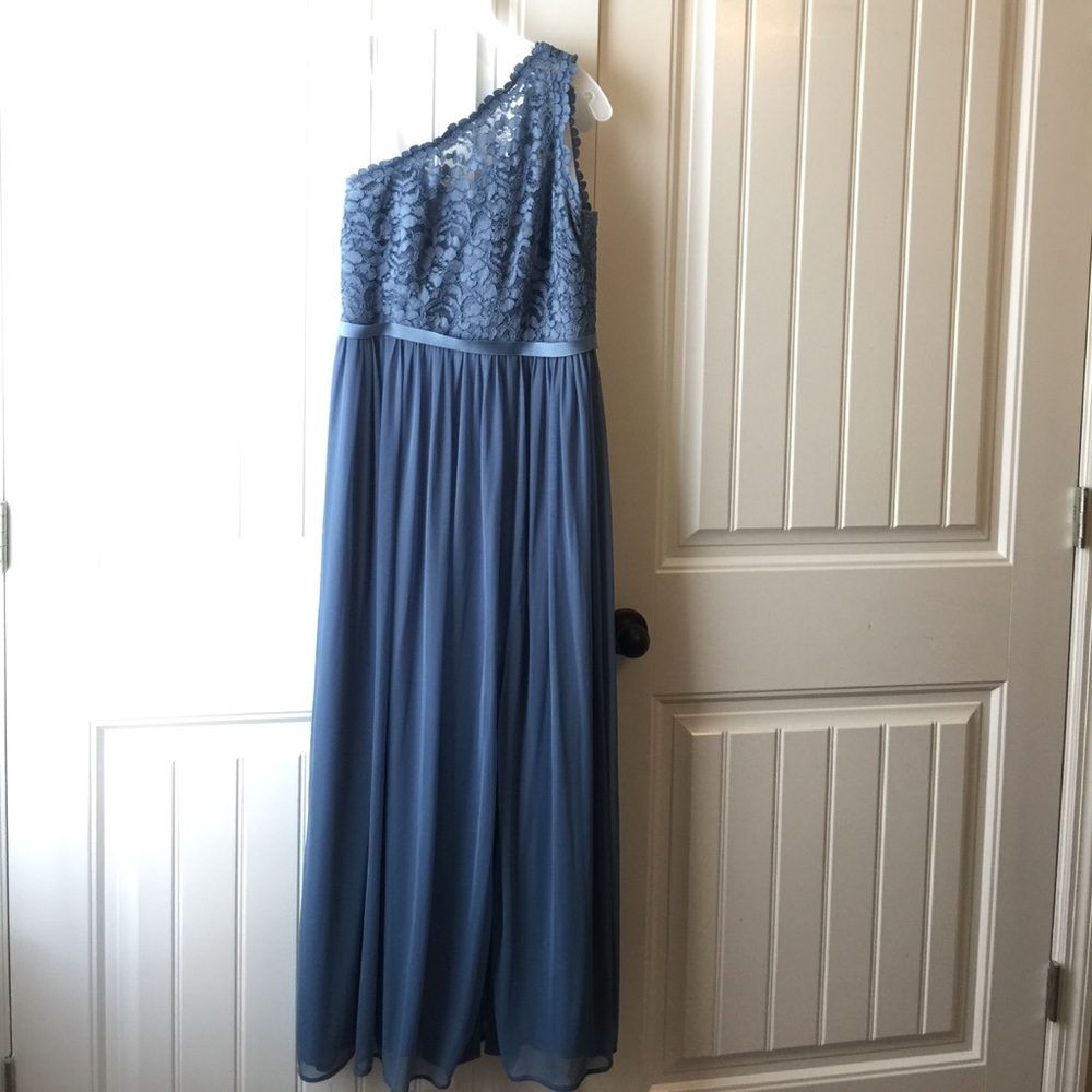 David's Bridal One Shoulder Bridesmaid Dress