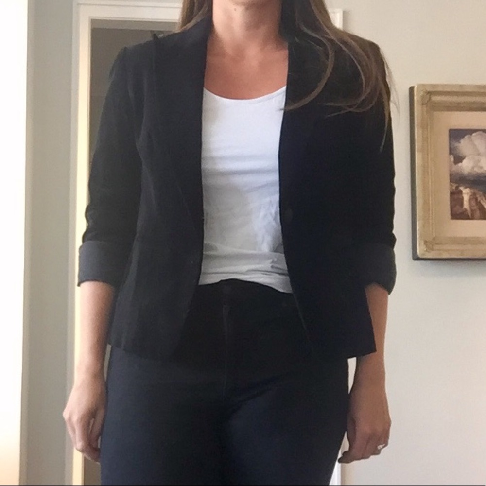 Context Black Velvet One Button Blazer