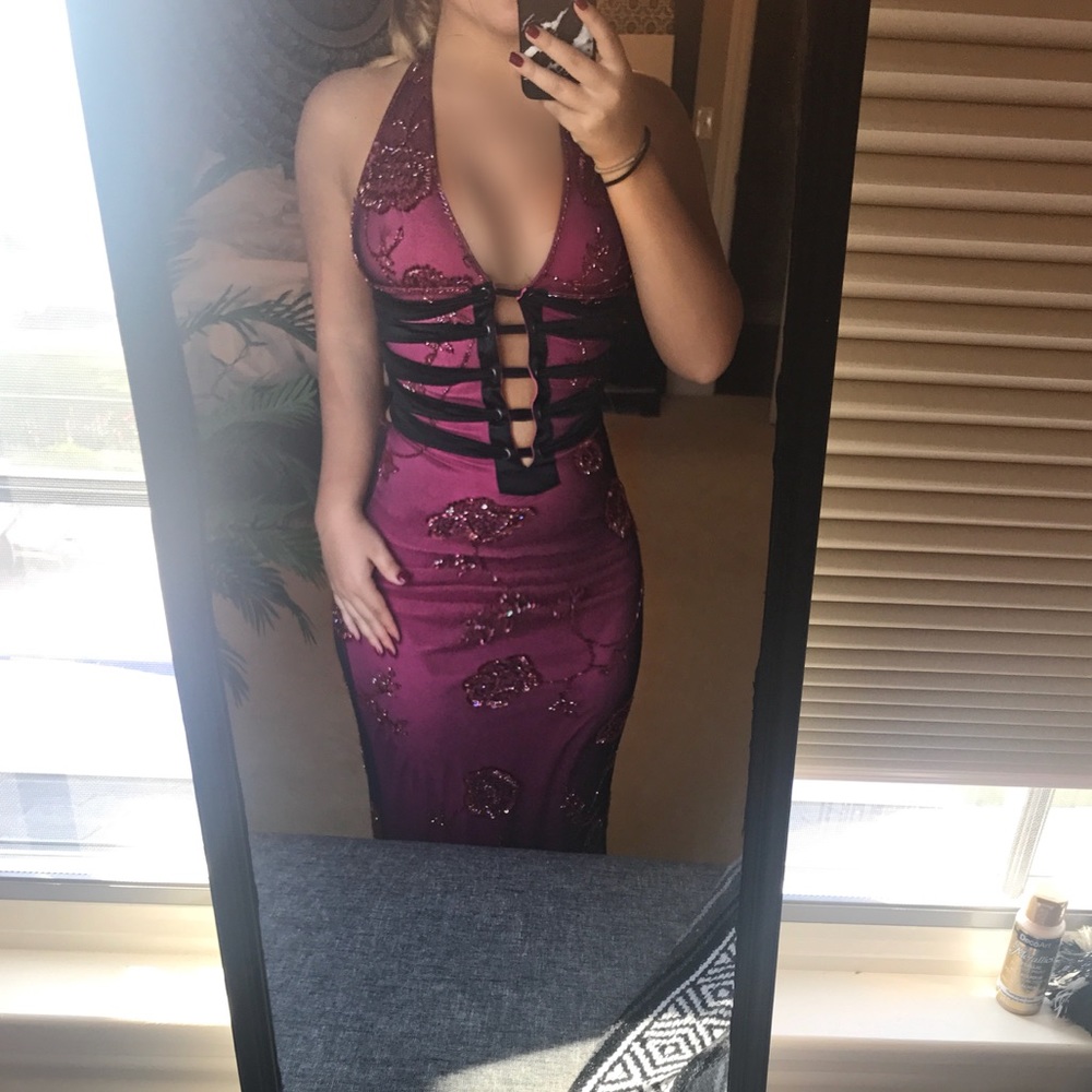 Floral Embellished Prom Dress Evening Gown