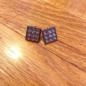Black Square Post Earrings