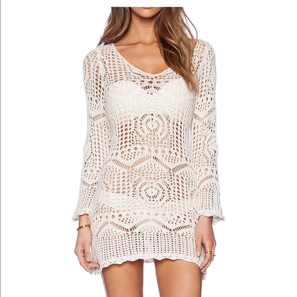 White crochet cover up