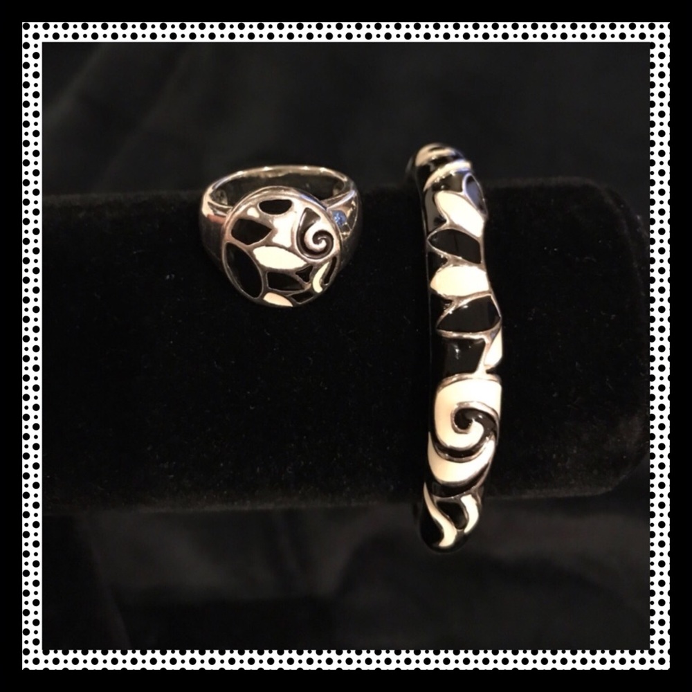 Genuine Sterling Silver & Enamel Bracelet & Ring