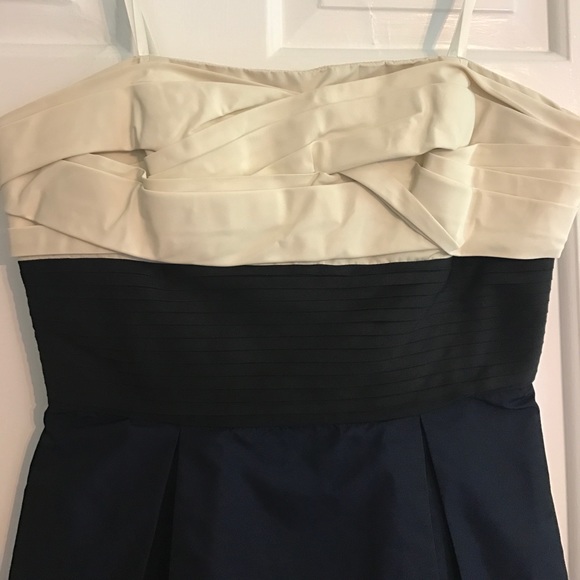 BCBG Cream/Black/Navy Sprapless Bubble Hem Dress - Picture 2 of 5