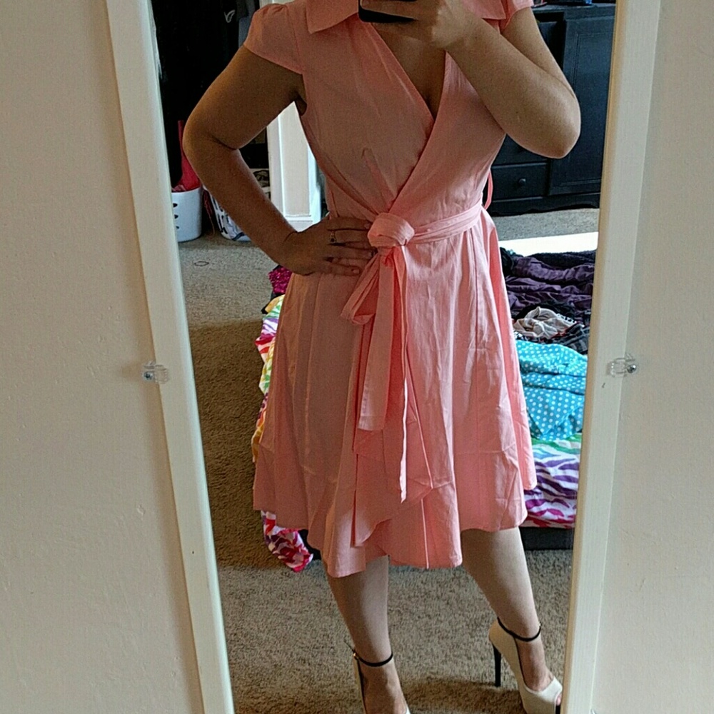 Pink wrap dress