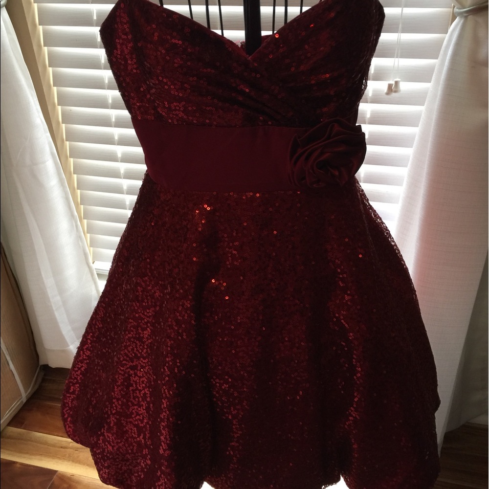 RED SEQUINED SPECIAL OCCASION DRESS