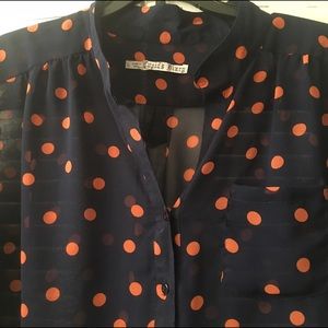 Navy and coral button down- hardly worn!