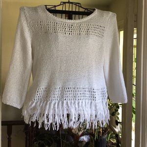 Fringed loose knit sweater. Sz XL