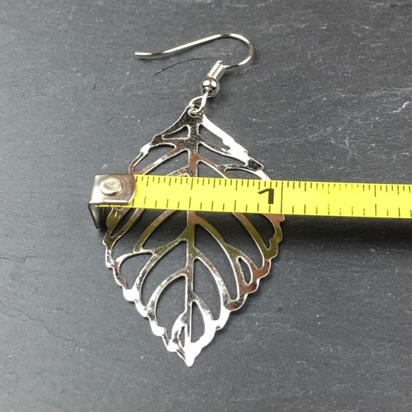 Silver Leaf Earrings - Picture 8 of 8