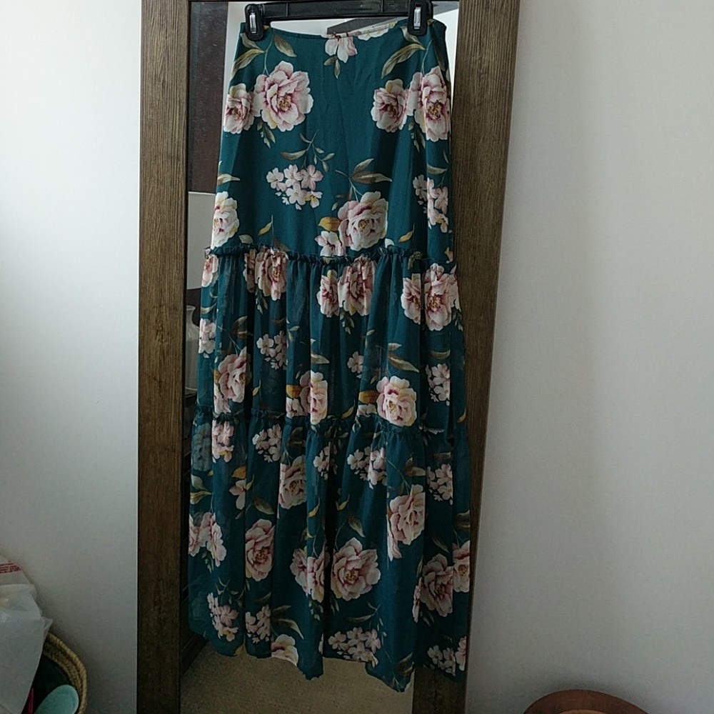 Floral sheer maxi skirt