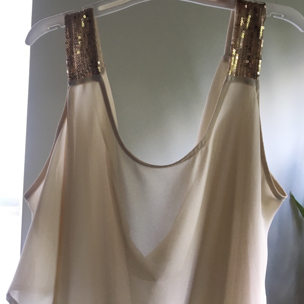 Sheer Cold Shoulder Nude Shirt