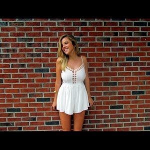 White Caged Romper -Large