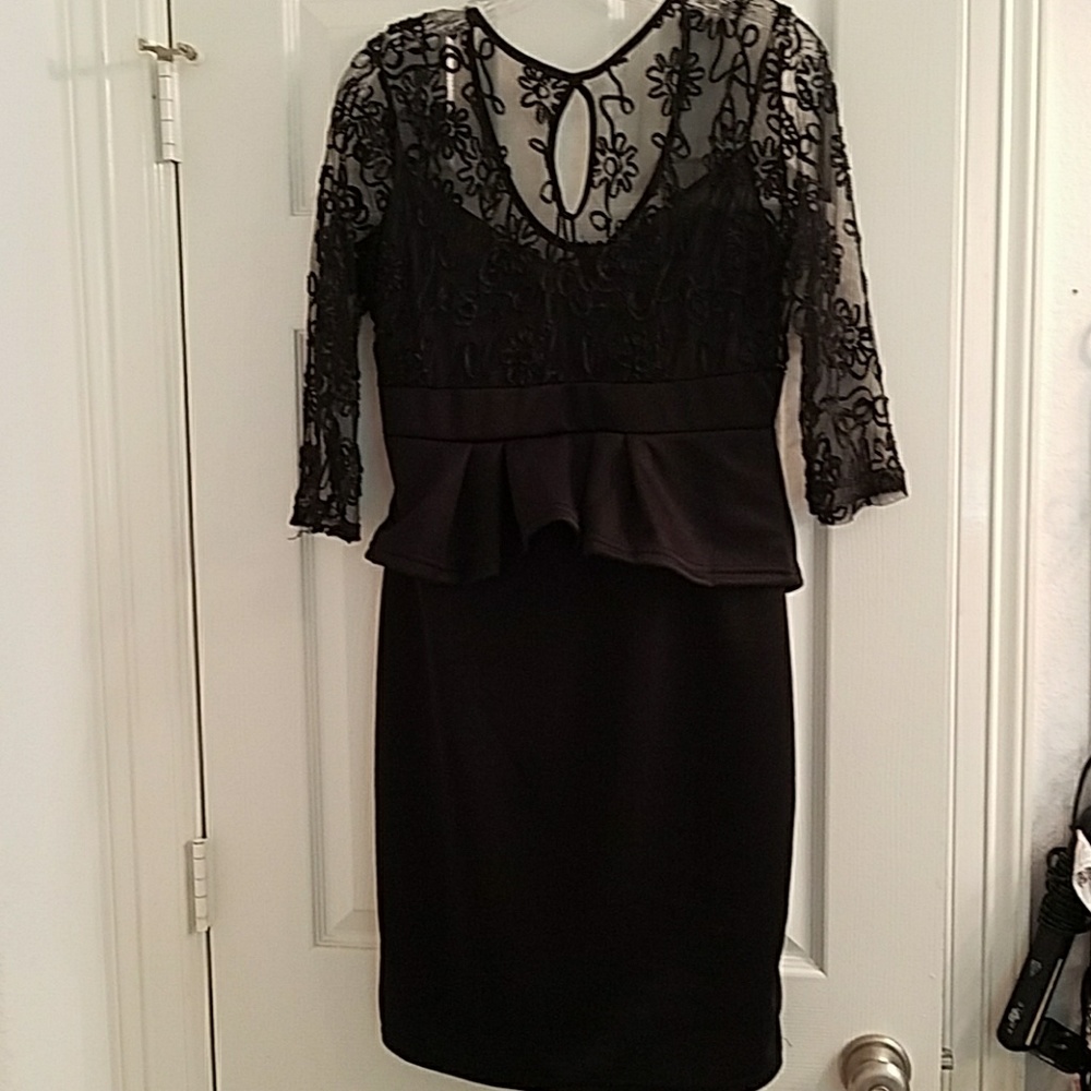 Black lace pintuck dress