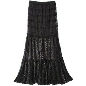 Xhilaration Goth Tiered Lace Maxi Skirt