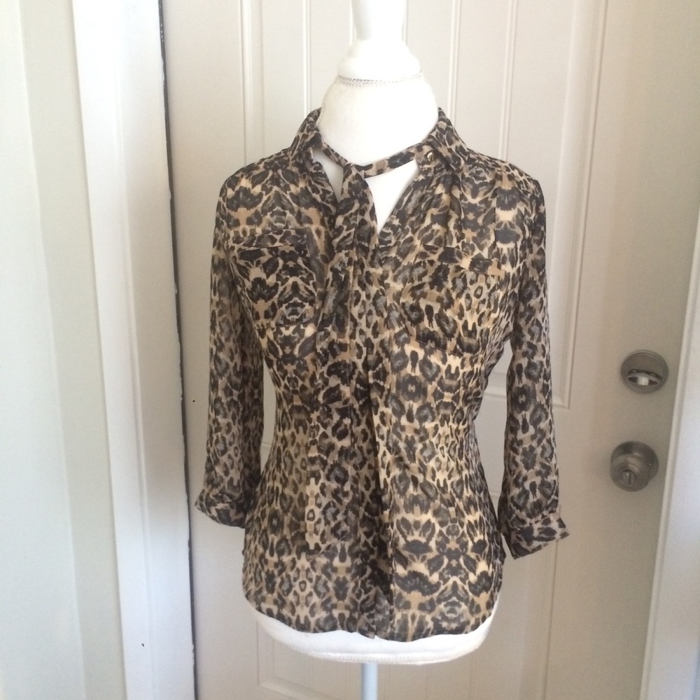 New York & Company Jaguar Print Sheer top