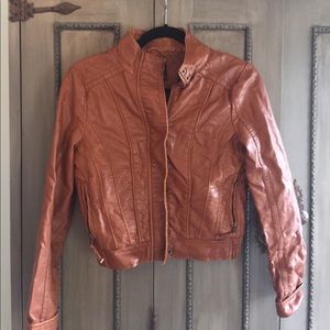 Faux leather bomber jacket