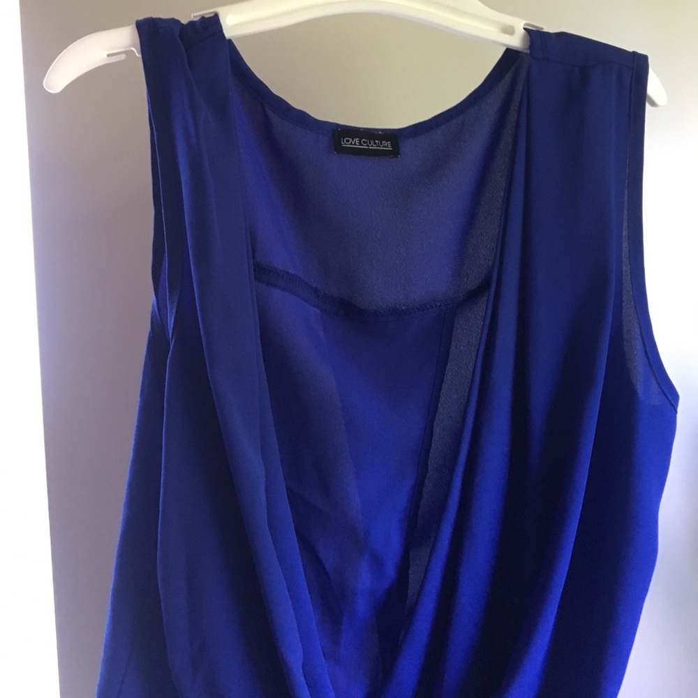 Sheer Open Front Dark Royal Blue Tank/Blouse