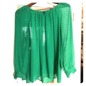 Jcrew Swiss dot keyhole blouse