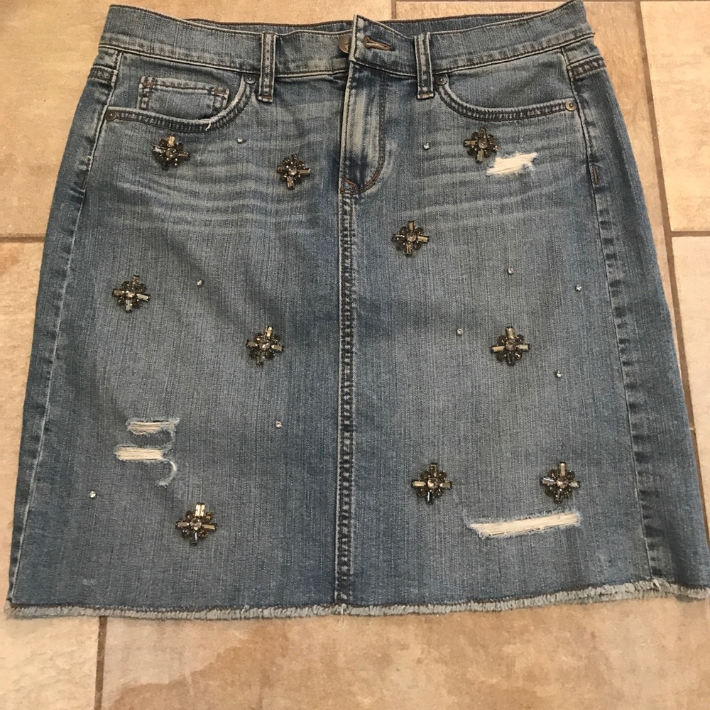 Ann Taylor Loft Jeweled Jean Skirt / Size 4