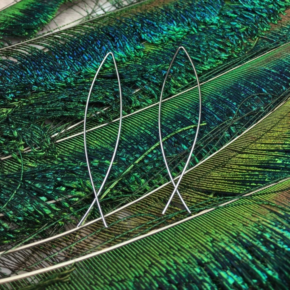 Silver Fish Hoop Earrings - Picture 5 of 7