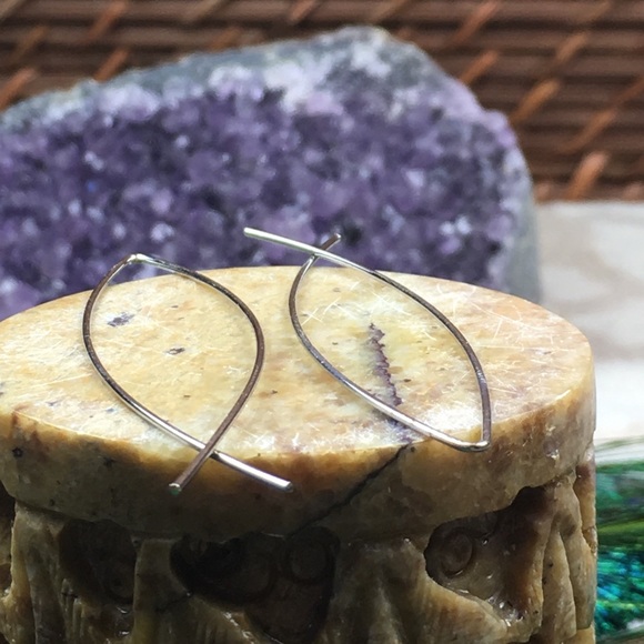 Silver Fish Hoop Earrings - Picture 4 of 7