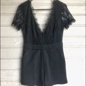 Black lace romper / sexy little black romper.