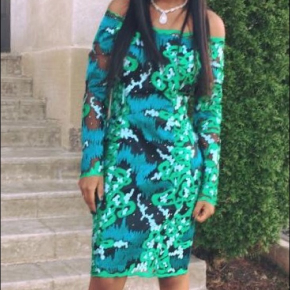 Off the shoulder evening dress